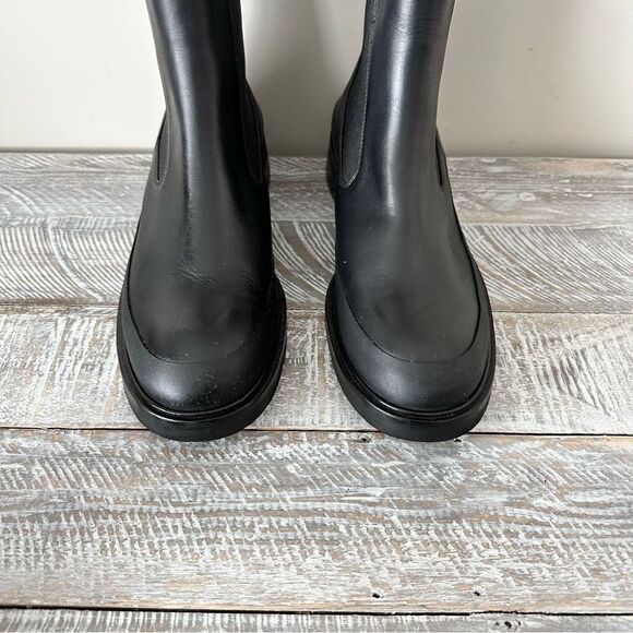 Frame-Women's Le Holland Leather & Rubber Chelsea Black Boots - Picture 5 of 10